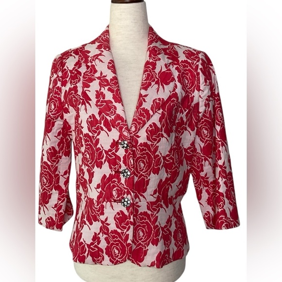 Harold's Floral Jeweled Button Jacket Size 6 - Picture 1 of 12